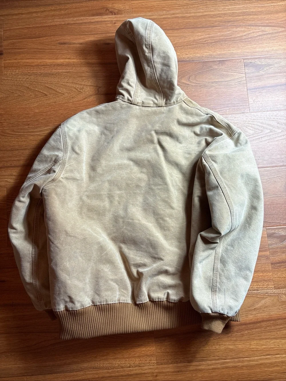 Carhartt Tan Hooded Duck Canvas Bomber Jacket
